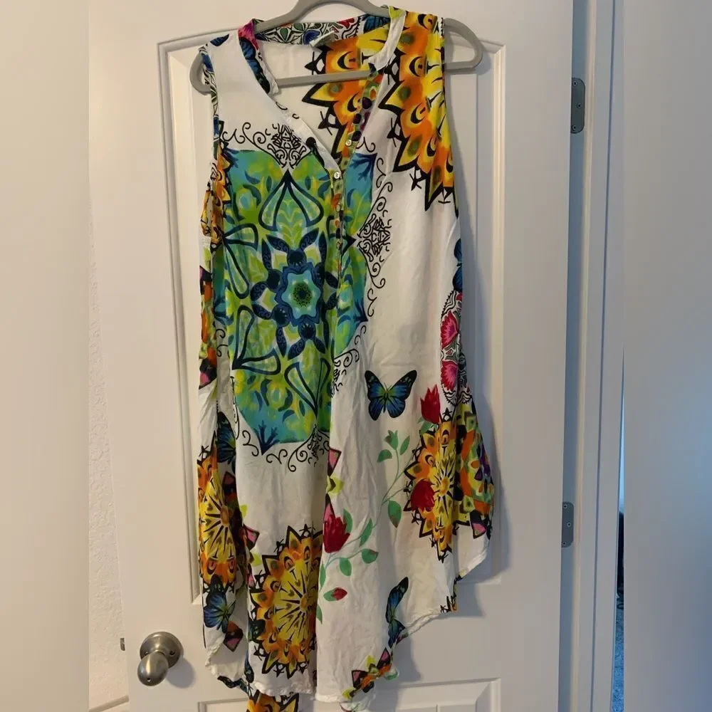 Seven Islands Beach Cover Dress O/S Button Front